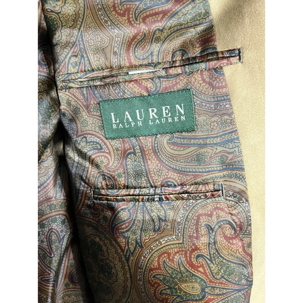 Lauren Ralph Lauren Faux Suede Sport Coat Blazer Men 42S Camel Academia Heritage